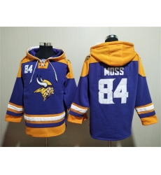 Men Minnesota Vikings 84 Randy Moss Purple Yellow Ageless Must Have Lace Up Pullover Hoodie Men Minnesota Vikings 84 Randy Moss Purple Yellow Ageless Must Have Lace Up Pullover Hoodie