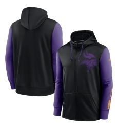 Men Minnesota Vikings Black Purple Fan Gear Mascot Performance Full Zip Hoodie Men Minnesota Vikings Black Purple Fan Gear Mascot Performance Full Zip Hoodie