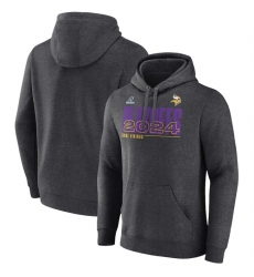 Men Minnesota Vikings Heather Charcoal 2024 Playoffs Pullover Hoodie Men Minnesota Vikings Heather Charcoal 2024 Playoffs Pullover Hoodie