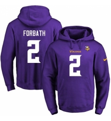 NFL Mens Nike Minnesota Vikings 2 Kai Forbath Purple Name Number Pullover Hoodie NFL Mens Nike Minnesota Vikings 2 Kai Forbath Purple Name Number Pullover Hoodie