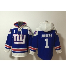 Men New York Giants 1 Malik Nabers Blue Ageless Must Have Lace Up Pullover Hoodie Men New York Giants 1 Malik Nabers Blue Ageless Must Have Lace Up Pullover Hoodie