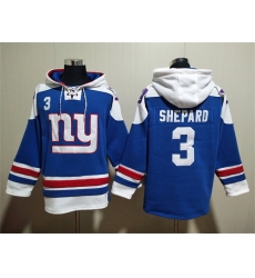 Men New York Giants 3 Sterling Shepard Blue Lace Up Pullover Hoodie Men New York Giants 3 Sterling Shepard Blue Lace Up Pullover Hoodie