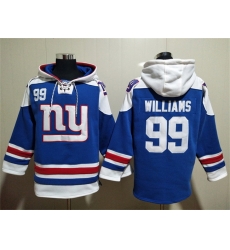 Men New York Giants 99 Leonard Williams Blue Lace Up Pullover Hoodie Men New York Giants 99 Leonard Williams Blue Lace Up Pullover Hoodie