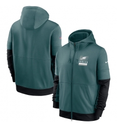 Men Philadelphia Eagles New 2020 Nike Green Black Fan Gear Mascot Performance Full Zip Hoodie Men Philadelphia Eagles New 2020 Nike Green Black Fan Gear Mascot Performance Full Zip Hoodie