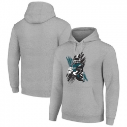 Men Starter Heather Gray Philadelphia Eagles Player X Fleece Pullover Hoodie