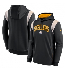 Men Pittsburgh Steelers Black Sideline Stack Performance Pullover Hoodie 001 Men Pittsburgh Steelers Black Sideline Stack Performance Pullover Hoodie 001