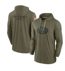 Men San Francisco 49ers 2022 Olive Salute To Service Tonal Pullover Hoodie Men San Francisco 49ers 2022 Olive Salute To Service Tonal Pullover Hoodie