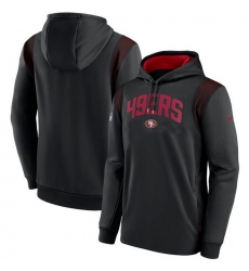 Men San Francisco 49ers Black Sideline Stack Performance Pullover Hoodie 002 Men San Francisco 49ers Black Sideline Stack Performance Pullover Hoodie 002