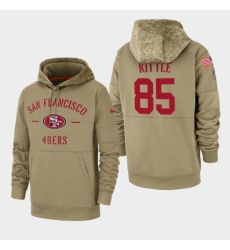 Mens San Francisco 49ers 85 George Kittle 2019 Salute to Service Sideline Therma Pullover Hoodie Tan Mens San Francisco 49ers 85 George Kittle 2019 Salute to Service Sideline Therma Pullover Hoodie Tan