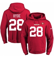 NFL Mens Nike San Francisco 49ers 28 Carlos Hyde Red Name Number Pullover Hoodie NFL Mens Nike San Francisco 49ers 28 Carlos Hyde Red Name Number Pullover Hoodie