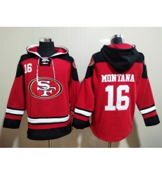 San Francisco 49ers Red Sitched Pullover Hoodie #16 Joe Montana San Francisco 49ers Red Sitched Pullover Hoodie #16 Joe Montana