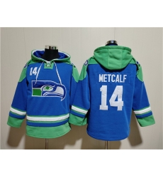 Men Seattle Seahawks 14 DK Metcalf Royal Ageless Must Have Lace Up Pullover Hoodie Men Seattle Seahawks 14 DK Metcalf Royal Ageless Must Have Lace Up Pullover Hoodie