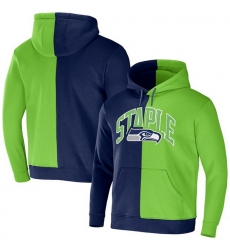 Men Seattle Seahawks Navy Green Split Logo Pullover Hoodie Men Seattle Seahawks Navy Green Split Logo Pullover Hoodie