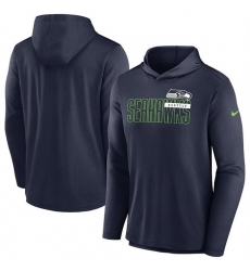 Men Seattle Seahawks Navy Lightweight Performance Hooded Long Sleeve T Shirt Men Seattle Seahawks Navy Lightweight Performance Hooded Long Sleeve T Shirt