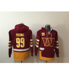 Men Washington Commanders 99 Chase Young Burgundy Lace Up Pullover Hoodie Men Washington Commanders 99 Chase Young Burgundy Lace Up Pullover Hoodie
