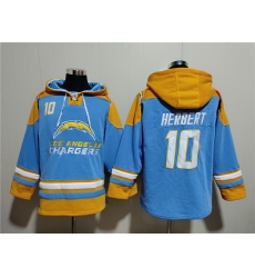 Men Los Angeles Chargers 10 Justin Herbert Blue Ageless Must Have Lace Up Pullover Hoodie Men Los Angeles Chargers 10 Justin Herbert Blue Ageless Must Have Lace Up Pullover Hoodie