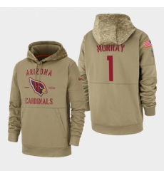 Mens Arizona Cardinals 1 Kyler Murray 2019 Salute to Service Sideline Therma Pullover Hoodie Tan Mens Arizona Cardinals 1 Kyler Murray 2019 Salute to Service Sideline Therma Pullover Hoodie Tan