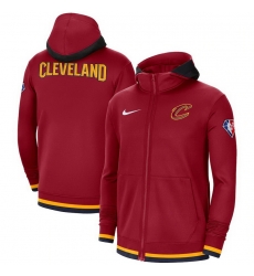 Men Cleveland Cavaliers Nike 75th Anniversary Performance Showtime Full Zip Hoodie Jacket Red Men Cleveland Cavaliers Nike 75th Anniversary Performance Showtime Full Zip Hoodie Jacket Red