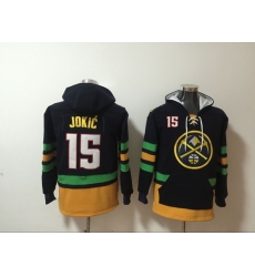Men's Denver Nuggets #15 Nikola Jokic Black Lace-Up Pullover Hoodie Men's Denver Nuggets #15 Nikola Jokic Black Lace-Up Pullover Hoodie