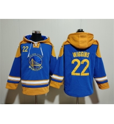 Men Golden State Warriors 22 Andrew Wiggins Blue Yellow Lace Up Pullover Hoodie Men Golden State Warriors 22 Andrew Wiggins Blue Yellow Lace Up Pullover Hoodie