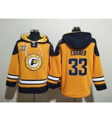 Men Indiana Pacers 33 Myles Turner Yellow Lace Up Pullover Hoodie Men Indiana Pacers 33 Myles Turner Yellow Lace Up Pullover Hoodie