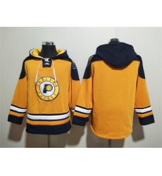 Men Indiana Pacers Blank Yellow Lace Up Pullover Hoodie Men Indiana Pacers Blank Yellow Lace Up Pullover Hoodie