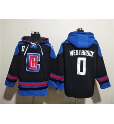 Men Los Angeles Clippers 0 Russell Westbrook Black Blue Lace Up Pullover Hoodie Men Los Angeles Clippers 0 Russell Westbrook Black Blue Lace Up Pullover Hoodie