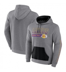 Men Los Angeles Lakers Heathered Gray Off The Bench Color Block Pullover Hoodie Men Los Angeles Lakers Heathered Gray Off The Bench Color Block Pullover Hoodie