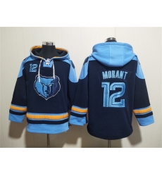 Men Memphis Grizzlies 12 Ja Morant Navy Ageless Must Have Lace Up Pullover Hoodie Men Memphis Grizzlies 12 Ja Morant Navy Ageless Must Have Lace Up Pullover Hoodie