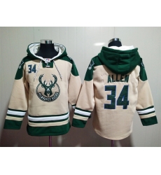 Men's Milwaukee Bucks #34 Giannis Antetokounmpo Cream Hoodie Men's Milwaukee Bucks #34 Giannis Antetokounmpo Cream Hoodie