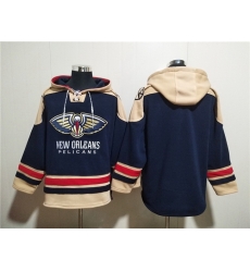 Men New Orleans Pelicans Blank Navy Ageless Must Have Lace Up Pullover Hoodie Men New Orleans Pelicans Blank Navy Ageless Must Have Lace Up Pullover Hoodie