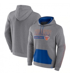 Men New York Knicks Heathered Gray Off The Bench Color Block Pullover Hoodie Men New York Knicks Heathered Gray Off The Bench Color Block Pullover Hoodie