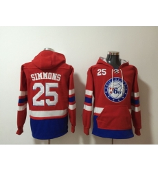 Men's Philadelphia 76ers #25 Ben Simmons Red Stitched Hoody Men's Philadelphia 76ers #25 Ben Simmons Red Stitched Hoody