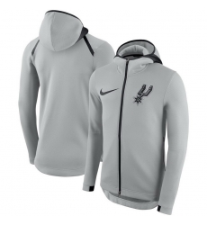 Men San Antonio Spurs Nike Showtime Therma Flex Performance Full Zip Hoodie Silver Men San Antonio Spurs Nike Showtime Therma Flex Performance Full Zip Hoodie Silver