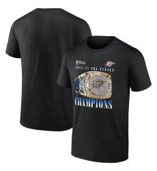 Men Oklahoma City Thunder Black 2025 Finals Champions Inbound Pass Ring T Shirt Men Oklahoma City Thunder Black 2025 Finals Champions Inbound Pass Ring T Shirt