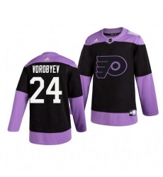 Flyers 24 Mikhail Vorobyev Black Purple Hockey Fights Cancer Adidas Jersey Flyers 24 Mikhail Vorobyev Black Purple Hockey Fights Cancer Adidas Jersey