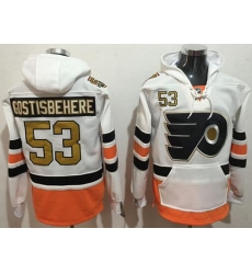 Flyers #53 Shayne Gostisbehere White 3rd Name & Number Pullover NHL Hoodie Flyers #53 Shayne Gostisbehere White 3rd Name & Number Pullover NHL Hoodie
