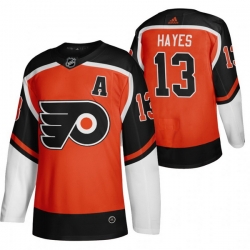 Men Philadelphia Flyers 13 Kevin Hayes Orange Adidas 2020 21 Reverse Retro Alternate NHL Jersey