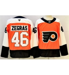 Men Philadelphia Flyers 46 Trevor Zegras Orange 2024 Stitched Jersey