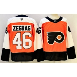 Men Philadelphia Flyers 46 Trevor Zegras Orange 2024 Stitched Jersey