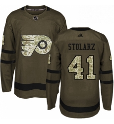 Mens Adidas Philadelphia Flyers 41 Anthony Stolarz Premier Green Salute to Service NHL Jersey Mens Adidas Philadelphia Flyers 41 Anthony Stolarz Premier Green Salute to Service NHL Jersey