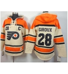 Philadelphia Flyers #28 Claude Giroux Cream Stitched NHL Sawyer Hooded Sweatshirt Philadelphia Flyers #28 Claude Giroux Cream Stitched NHL Sawyer Hooded Sweatshirt