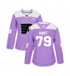 Women Philadelphia Flyers #79 Carter Hart Authentic Purple Fights Cancer Practice Hockey Jersey Women Philadelphia Flyers #79 Carter Hart Authentic Purple Fights Cancer Practice Hockey Jersey