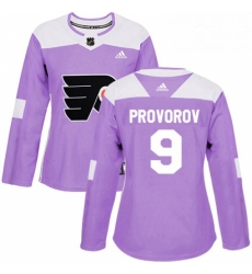 Womens Adidas Philadelphia Flyers 9 Ivan Provorov Authentic Purple Fights Cancer Practice NHL Jersey Womens Adidas Philadelphia Flyers 9 Ivan Provorov Authentic Purple Fights Cancer Practice NHL Jersey