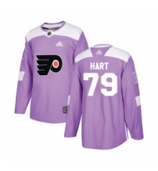 Youth Philadelphia Flyers #79 Carter Hart Authentic Purple Fights Cancer Practice Hockey Jersey