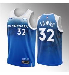 Men Minnesota Timberwolves 32 Karl Anthony Towns Blue 2023 24 City Edition Stitched Jersey Men Minnesota Timberwolves 32 Karl Anthony Towns Blue 2023 24 City Edition Stitched Jersey