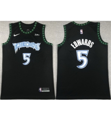 Men Minnesota Timberwolves 5 Anthony Edwards Black City Edition Stitched Jersey Men Minnesota Timberwolves 5 Anthony Edwards Black City Edition Stitched Jersey