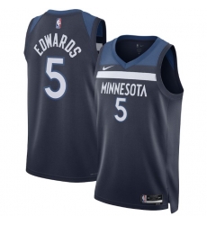 Men Minnesota Timberwolves 5 Anthony Edwards Blue Association Edition Stitched Jersey