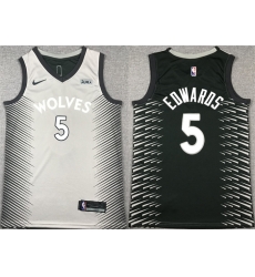 Men Minnesota Timberwolves 5 Anthony Edwards Grey Black Stitched Jersey Men Minnesota Timberwolves 5 Anthony Edwards Grey Black Stitched Jersey
