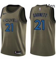 Mens Nike Minnesota Timberwolves 21 Kevin Garnett Swingman Green Salute to Service NBA Jersey Mens Nike Minnesota Timberwolves 21 Kevin Garnett Swingman Green Salute to Service NBA Jersey